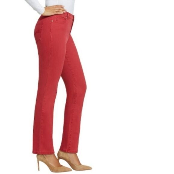 Bandolino Women's Mandie Signature Fit Mid Rise Straight Jean Apple Spice Red - Picture 3 of 16